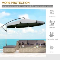 Outsunny 11FT Offset Hanging Patio Umbrella Cantilever Umbrella with Easy Tilt Adjustment, Cross Base and 8 Ribs for Backyard, Poolside, Lawn and Garden, Dark Grey(m-7)
