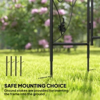 Outsunny 7ft Steel Garden Arch with Gate, Garden Arbor Trellis for Climbing Plants, Roses, Vines, Wedding Arch for Outdoor, Garden, Lawn, Backyard, Black(m-6)