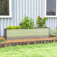 Outsunny 6' x 1.5' x 1.3' Galvanized Raised Garden Bed, Elevated Large Metal Planter Box w/ Install Gloves for Backyard, Patio to Grow Vegetables, Herbs, and Flowers, Silver(m-8)
