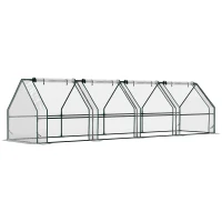 Outsunny Portable Mini Greenhouse Tunnel Growing Tent Plants Flower Warm House w/ Zippered Roll-up Doors, Clear(m-11)