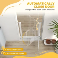 PawHut 30"-32" Extra Wide Pet Gate Barrier with Small Door, 35"H Dog Gate with Safety Gate Barrier, Stair Pressure Fit, White(m-5)