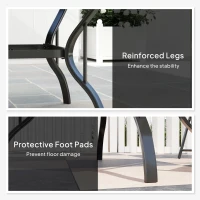 Outsunny 37" Square Outdoor Dining Table, Galvanized Steel Patio Table with 2" Umbrella Hole, Slatted Metal Top, Black(m-7)