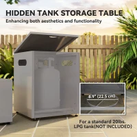 Outsunny 42" Propane Fire Pit Table 50,000 BTU Outdoor Gas Fire Table with Hideaway Propane Tank Holder, Waterproof Cover(m-5)