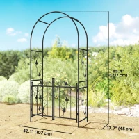 Outsunny 7ft Steel Garden Arch with Gate, Garden Arbor Trellis for Climbing Plants, Roses, Vines, Wedding Arch for Outdoor, Garden, Lawn, Backyard, Black(m-3)