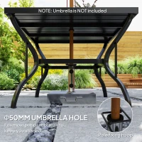 Outsunny 37" Square Outdoor Dining Table, Galvanized Steel Patio Table with 2" Umbrella Hole, Slatted Metal Top, Black(m-5)