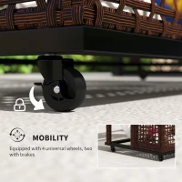 Outsunny Pool Float Storage, Pool Caddy, with Wheels, 43.25" L x 22.5" W x 28" H, Brown(m-4)