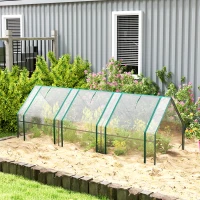 Outsunny Portable Mini Greenhouse Tunnel Growing Tent Plants Flower Warm House w/ Zippered Roll-up Doors, Clear(m-8)
