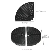 Outsunny 4PCs Cantilever Umbrella Base Weights for Offset Banana Parasol, Wicker Effect HDPE Water or Sand Filled Patio Umbrella Weights with Built-in Handles, Black(m-3)