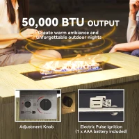 Outsunny 43" Propane Fire Pit Table 50,000 BTU Outdoor Gas Fire Table with Waterproof Cover(m-6)