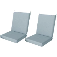 Outsunny Outdoor Cushions Set of 2 for Dining Chairs, Seat Cushions with Back, Fade-Resistant Yarn-Dyed Polyester, Light Grey(m-2)