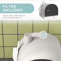 PawHut Cat Litter Box with Lid with Scoop and Filter, Light Gray(m-6)