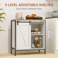 HOMCOM Buffet Cabinet, Farmhouse Sideboard, Bar Cabinet with Adjustable Shelf, Sliding Barn Door for Kitchen, White and Brown(m-5)