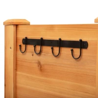 Outsunny Wooden Raised Garden Plant Stand Outdoor Tall Flower Bed Box with Hooks, 48" x 24" x 32", Nature Wood(m-10)
