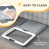 PawHut 25" x 19" Pee Pad Holder, Dog Potty Tray for Indoor Outdoor, Easy to Clean Dog Training Toilet Pee Pad Tray, Grey(m-5)