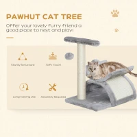 PawHut 17" Small Cat Tree with Scratching Post, Cat Tower with Rotatable Top Pole, Platform, 2 Dangling Balls, Light Grey(m-4)