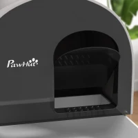 PawHut Cat Litter Box with Lid with Scoop and Filter, Light Gray(m-7)