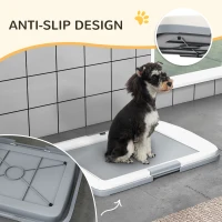 PawHut 25" x 19" Pee Pad Holder, Dog Potty Tray for Indoor Outdoor, Easy to Clean Dog Training Toilet Pee Pad Tray, Grey(m-9)