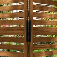 Outsunny Outdoor Privacy Screen Wood Privacy Panel with 4 Planter Boxes, Raised Bed with 3 Panels, Drainage Holes(m-10)