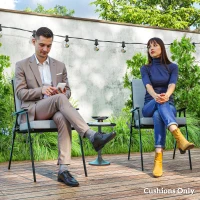 Outsunny Outdoor Cushions Set of 2 for Dining Chairs, Seat Cushions with Back, Fade-Resistant Yarn-Dyed Polyester, Light Grey(m-7)