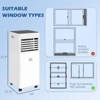 HOMCOM 10000 BTU Mobile Air Conditioner for Cooling and Dehumidifying, Remote Control, 24H Timer, LED Display, Black(m-3)