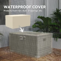 Outsunny 32" Propane Fire Pit Table 40,000 BTU Rattan Outdoor Gas Fire Table with Hideaway Propane Tank Holder, Waterproof Cover(m-7)