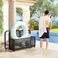 Outsunny Pool Float Storage, Pool Caddy, with Wheels, 43.25" L x 22.5" W x 28" H, Dark Gray(m-7)