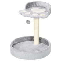 PawHut 17" Small Cat Tree, Cat Tower with Sisal Scratching Post, Dangling Ball, Bed, Kitten Activity Centre, Light Grey(m-2)