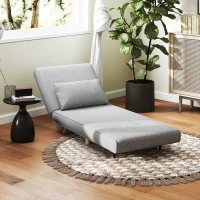 HOMCOM Chair Bed W/ Adjustable Backrest, 2-in-1 Multi-Functional Sofa Bed, Gray(m-10)