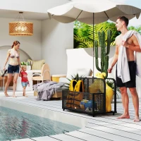 Outsunny Pool Float Storage, Pool Caddy, with Wheels, 43.25" L x 22.5" W x 28" H, Dark Gray(m-2)