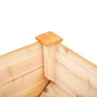 Outsunny Wooden Raised Garden Plant Stand Outdoor Tall Flower Bed Box with Hooks, 48" x 24" x 32", Nature Wood(m-9)