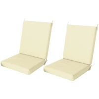 Outsunny Outdoor Cushions Set of 2 for Dining Chairs, Outdoor Seat Cushions with Back, Fade-Resistant Yarn-Dyed Polyester, Beige(m-2)