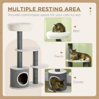 PawHut 39" Cat Tree Tower, Multi-level Cat Activity Centre with Scratching Posts, Condo, Top Perch, Platforms, White(m-5)