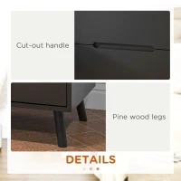 HOMCOM Modern Nightstand, Night Table with 2 Drawers, Bed End Table with Solid Wood Legs for Bedroom(m-6)