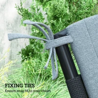 Outsunny Outdoor Cushions Set of 2 for Dining Chairs, Seat Cushions with Back, Fade-Resistant Yarn-Dyed Polyester, Light Grey(m-5)