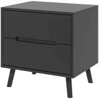 HOMCOM Modern Nightstand, Night Table with 2 Drawers, Bed End Table with Solid Wood Legs for Bedroom(m-2)