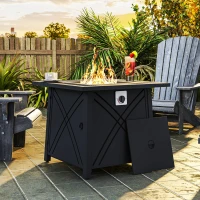 Outsunny 28" Propane Fire Pit Table 40,000 BTU Square Outdoor Gas Fire Table with Waterproof Cover, Adjustable Foot Pads(m-8)