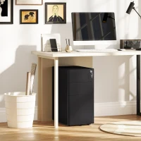 Vinsetto 3 Drawer Filing Cabinet, Lockable Steel Office Storage Cabinet with Hanging Bar for Letter, A4, Legal Files, Black(m-10)