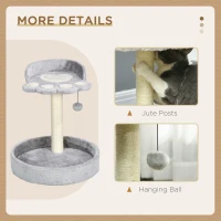 PawHut 17" Small Cat Tree, Cat Tower with Sisal Scratching Post, Dangling Ball, Bed, Kitten Activity Centre, Light Grey(m-5)