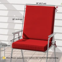 Outsunny Outdoor Cushions Set of 2 for Dining Chairs, Outdoor Seat Cushions with Back, Fade-Resistant Yarn-Dyed Polyester, Wine Red(m-3)