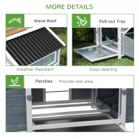 PawHut 11' x 5' x 3.5' Chicken Coop Wooden with Run, Nesting Boxes Slide-out Tray, Perches for 2-4 Chickens, Dark Grey(m-7)