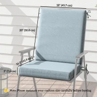 Outsunny Outdoor Cushions Set of 2 for Dining Chairs, Seat Cushions with Back, Fade-Resistant Yarn-Dyed Polyester, Light Grey(m-3)