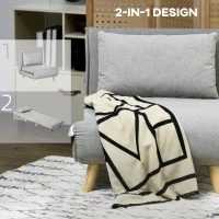 HOMCOM Chair Bed W/ Adjustable Backrest, 2-in-1 Multi-Functional Sofa Bed, Gray(m-6)