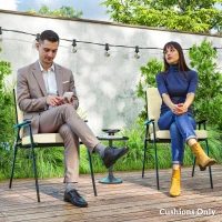 Outsunny Outdoor Cushions Set of 2 for Dining Chairs, Outdoor Seat Cushions with Back, Fade-Resistant Yarn-Dyed Polyester, Beige(m-7)