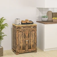HOMCOM Kitchen Storage Cabinet with Adjustable Shelf, 2 Drawers and 2 Doors, Sideboard Buffet Cabinet, Rustic Brown(m-9)