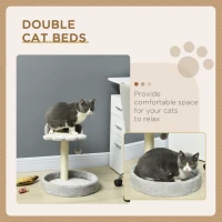 PawHut 17" Small Cat Tree, Cat Tower with Sisal Scratching Post, Dangling Ball, Bed, Kitten Activity Centre, Light Grey(m-4)