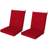Outsunny Outdoor Cushions Set of 2 for Dining Chairs, Outdoor Seat Cushions with Back, Fade-Resistant Yarn-Dyed Polyester, Wine Red(m-2)