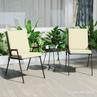 Outsunny Outdoor Cushions Set of 2 for Dining Chairs, Outdoor Seat Cushions with Back, Fade-Resistant Yarn-Dyed Polyester, Beige(m-9)