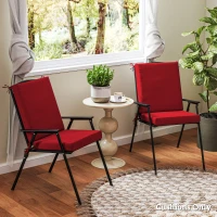 Outsunny Outdoor Cushions Set of 2 for Dining Chairs, Outdoor Seat Cushions with Back, Fade-Resistant Yarn-Dyed Polyester, Wine Red(m-6)