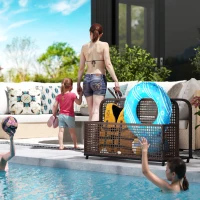 Outsunny Pool Float Storage, Pool Caddy, with Wheels, 43.25" L x 22.5" W x 28" H, Dark Gray(m-10)