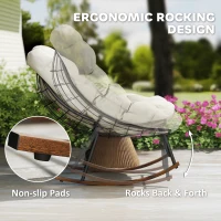Outsunny Outdoor Rocking Chair Patio Set of 2, Oversized Rocking Papasan Chairs with Cushions for Garden Porch, 265 lbs., Beige(m-4)